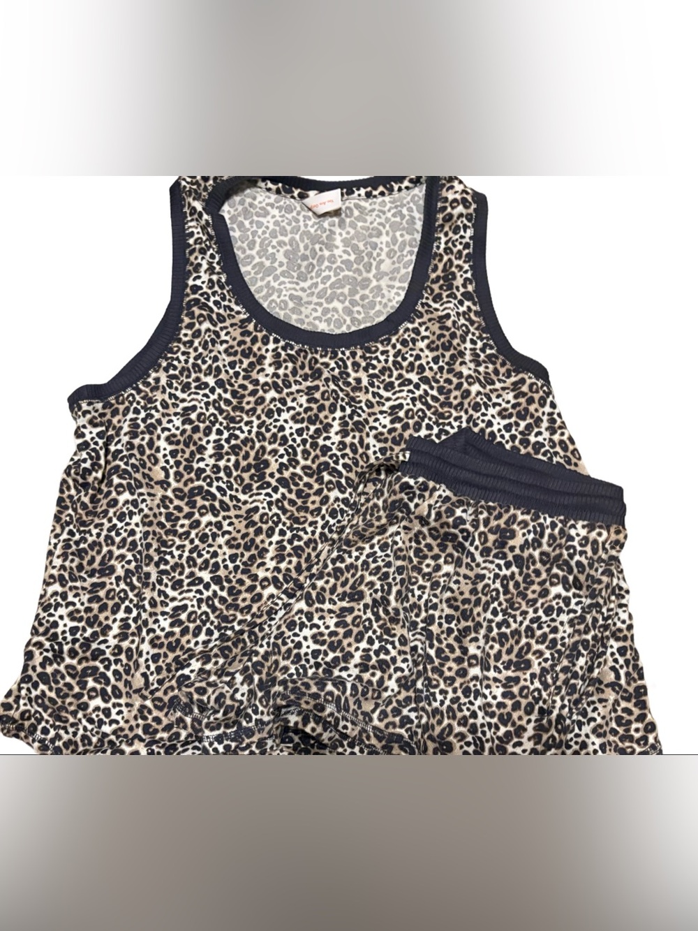 Leopard Print PJ Tank Top and Shorts Set - Black Trim